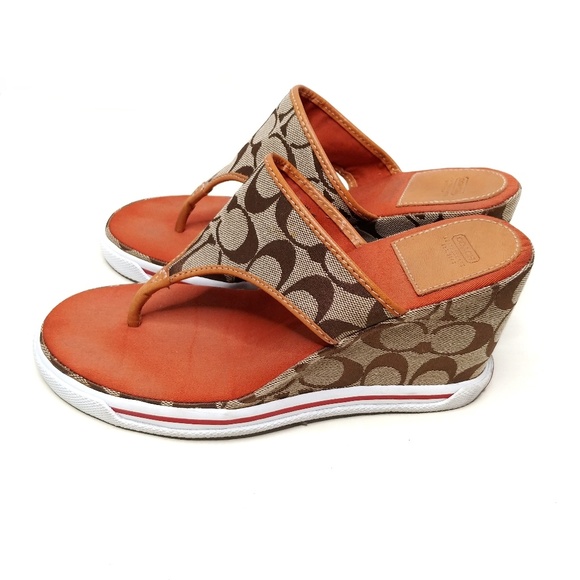 Coach Shoes - Coach Alisha logo thong sneaker wedge flip flop